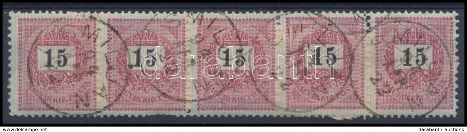 O 1889 15kr ötöscsík / Stripe Of 5 'SMILJAN' - Otros & Sin Clasificación