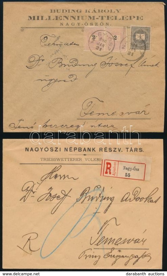 1897-1900 2 Db Levél 'NAGY-ŐSZ' - 'TEMESVÁR' Bélyegzésekkel, Az Egyik Ajánlott / 2 Covers With Same Cancellations, One O - Other & Unclassified