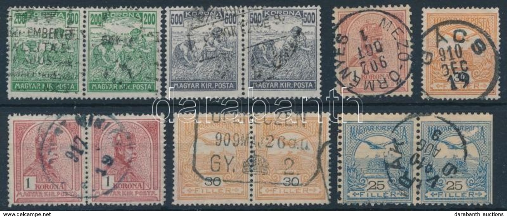 O 1909-1917 12 Db Turul Bélyeg, Közte 5 Db Pár - Other & Unclassified