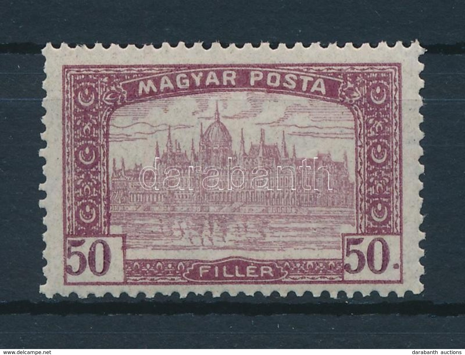 * 1919 Magyar Posta 50f Felfelé Tolódott Középrész, Pont A Jobb Oldali értékszám Mellett - Otros & Sin Clasificación