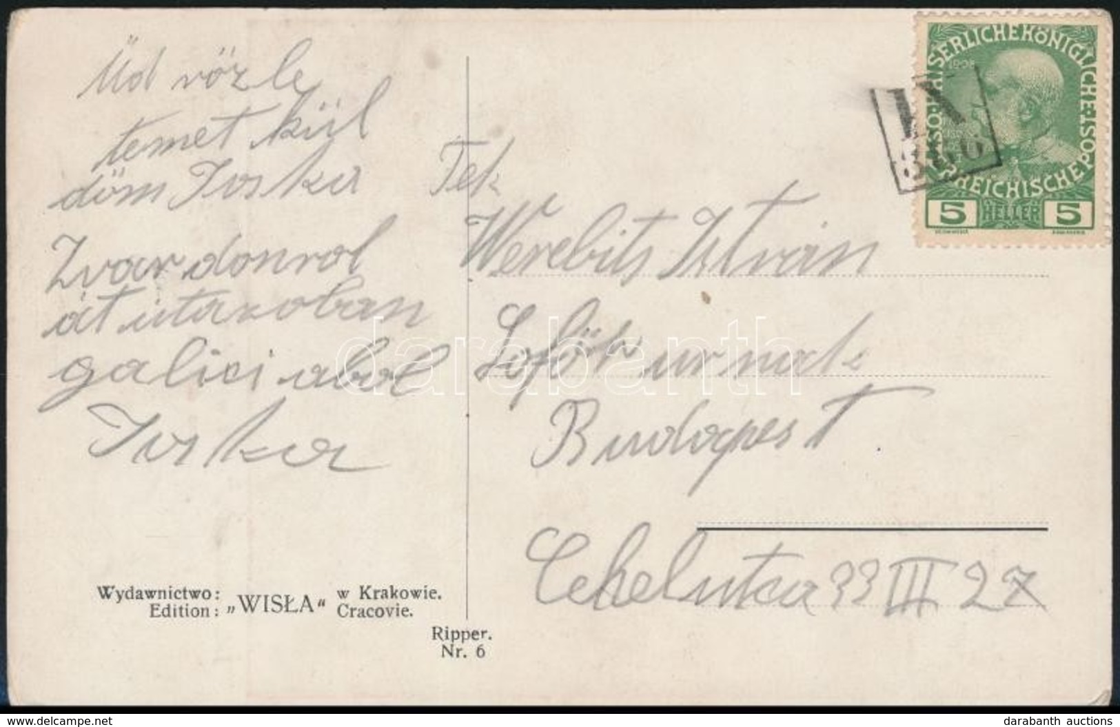 ~1915 Képeslap Lembergi Némabélyegzővel / Silent Postmark 'IX/386' On Postcard - Sonstige & Ohne Zuordnung