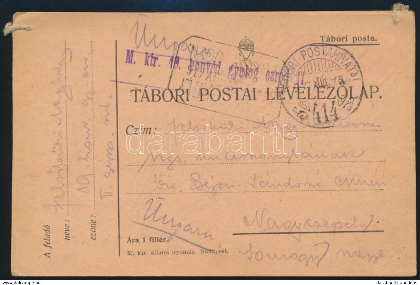 1917 2 Lapból összefűzött Küldemény ,,M.Kir.49.honvéd Gyalogezred' + ,,TP 414' + ,,NAGYCSEPELY' Postaügynökségi érkezési - Sonstige & Ohne Zuordnung