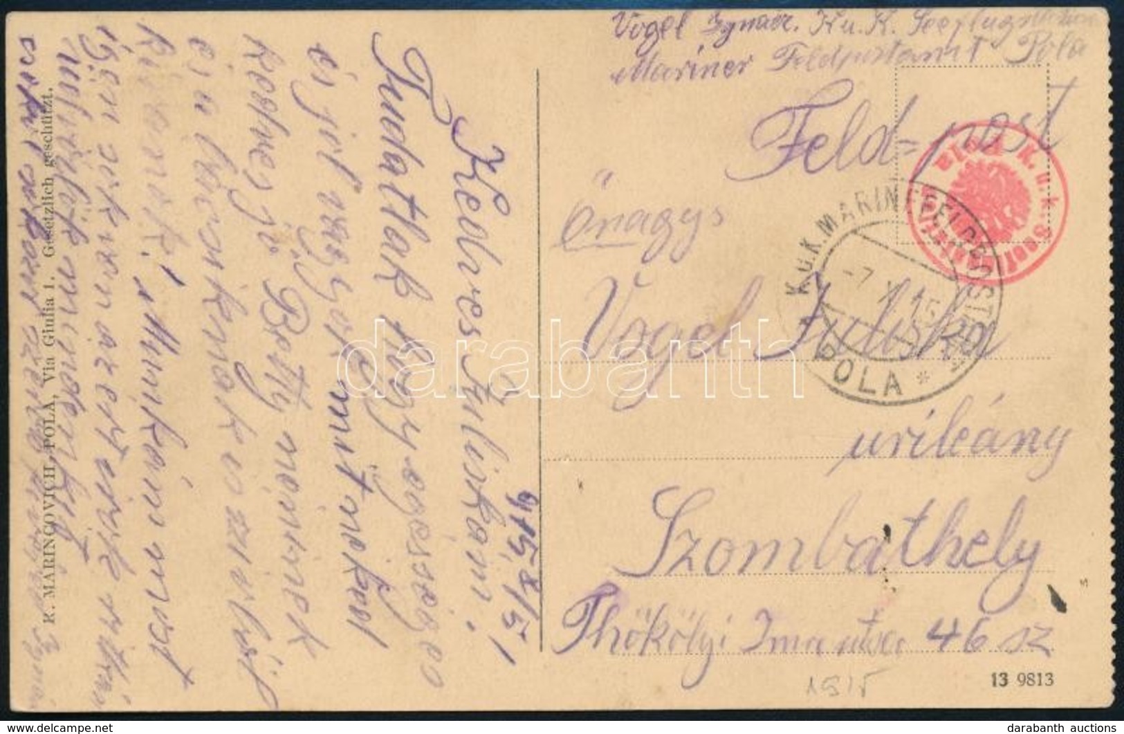 1915 Tábori Posta Képeslap / Field Postcard 'K.u.k. Seeflugstation Pola' - Other & Unclassified