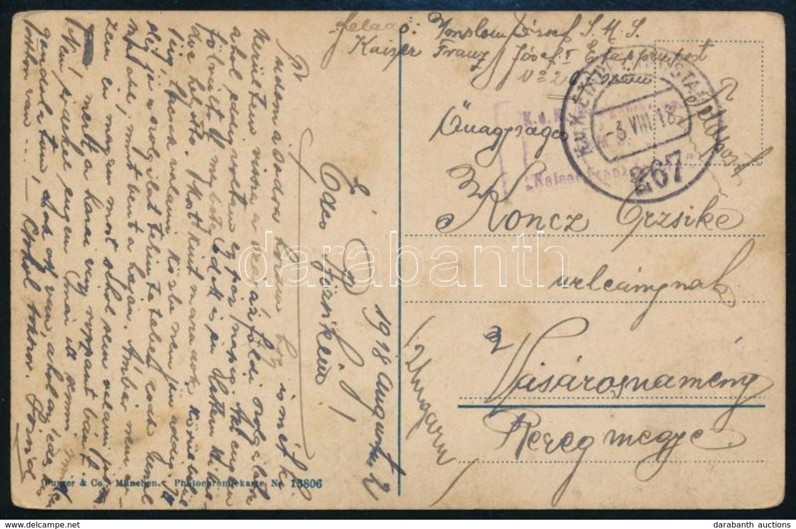 1918 Képeslap / Postcard 'K.u.K Kriegsmarine S.M.S Kaiser Franz Josef I' + 'EP 267' - Other & Unclassified