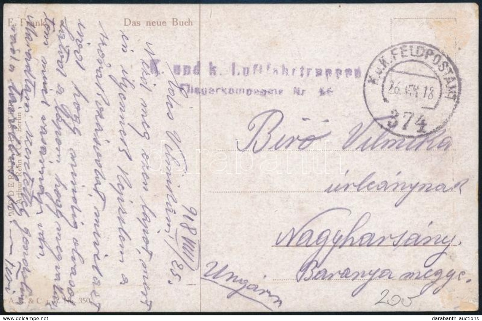 1918 Képeslap / Postcard 'K.u.k. Luftfahrtruppen Fliegerkompagnie Nr. 50.' + 'FP 374' - Sonstige & Ohne Zuordnung