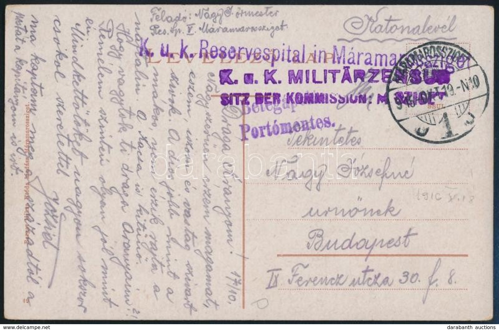 1916 Tábori Posta Képeslap 'K.u.k. Reservespital In Máramarossziget' - Other & Unclassified