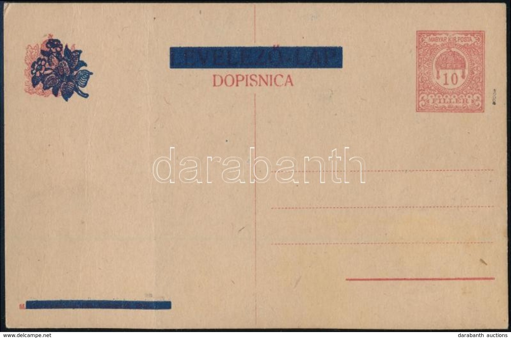 SHS 1918 Használatlan Levelezőlap, A Díjjegyről Hiányzik A Felülnyomás / PS-card With Plate Variety. Signed: Bodor - Otros & Sin Clasificación