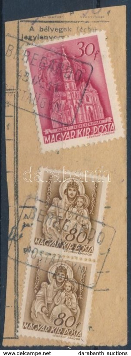 1943 'BEREGARDÓ' Postaügynökségi Bélyegzés Kivágáson - Autres & Non Classés