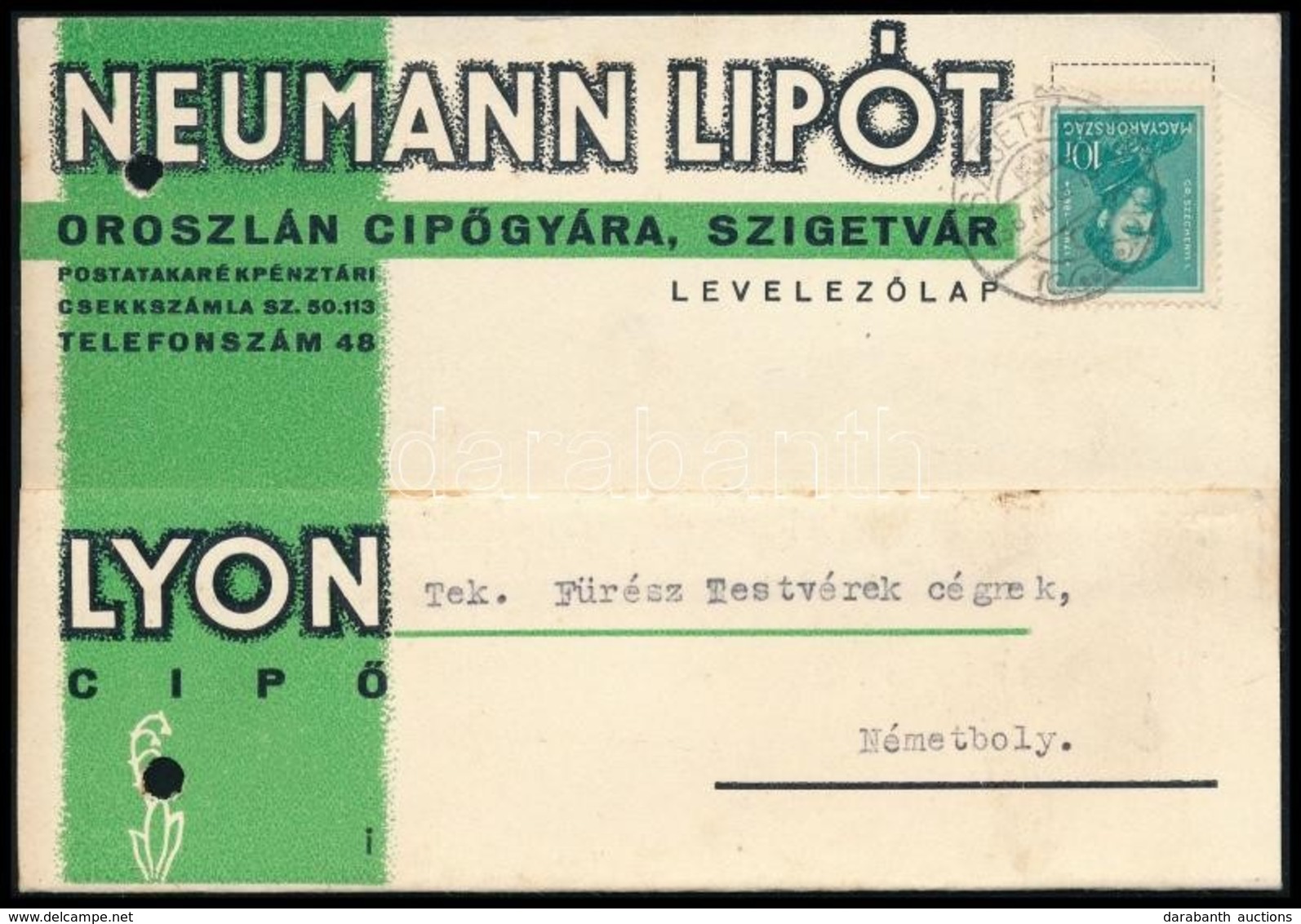 1936 Neumann Lipót Céges Levelezőlapja - Other & Unclassified