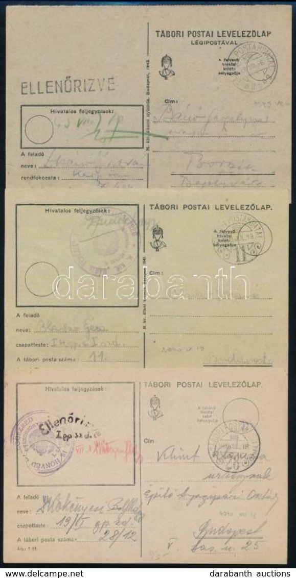 1940-1943 3 Db Tábori Posta Levelezőlap - Other & Unclassified