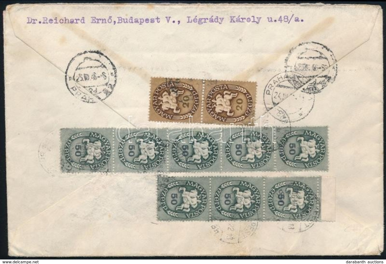 1946 (9. Díjszabás) Ajánlott Levél Lovasfutár Bérmentesítéssel Prágába - Sonstige & Ohne Zuordnung