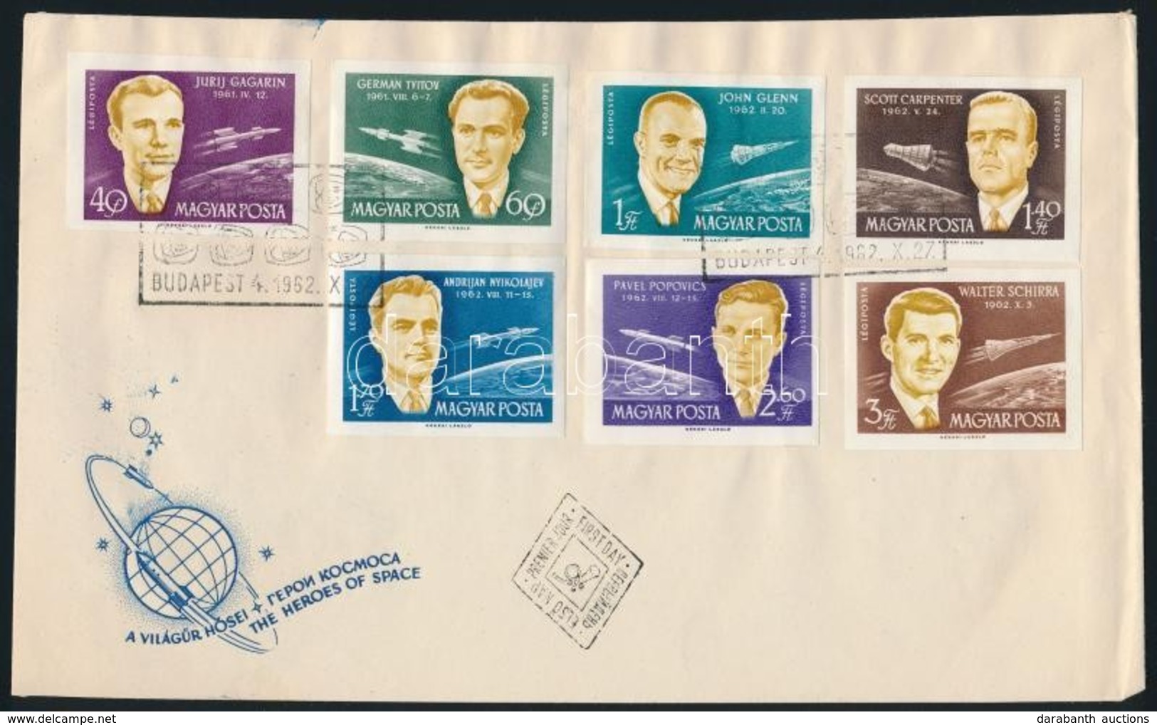 1962 A Világűr Hősei Vágott Sor FDC-n - Other & Unclassified