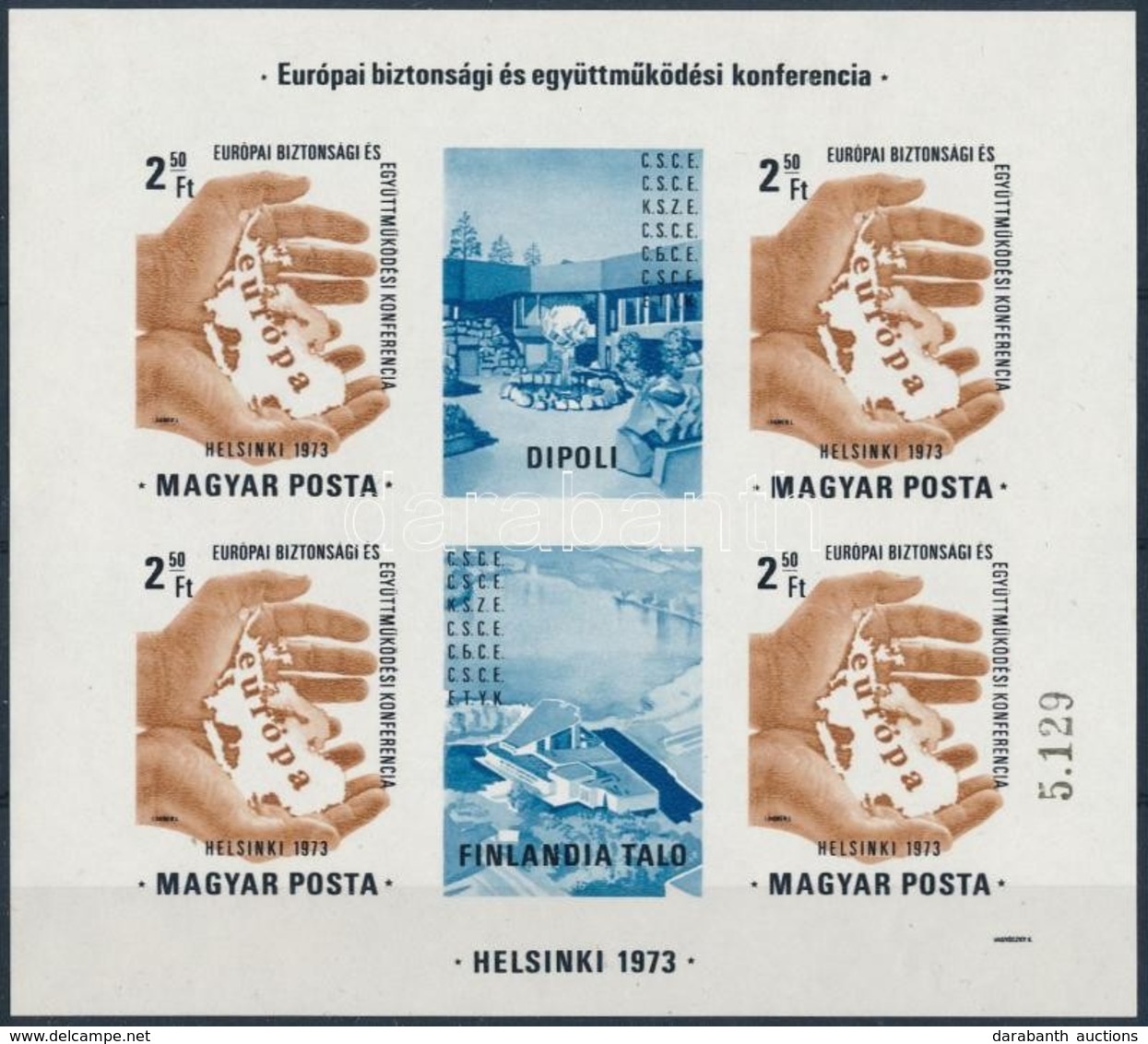 ** 1973 Európa Helsinki Vágott Blokk (25.000) - Other & Unclassified