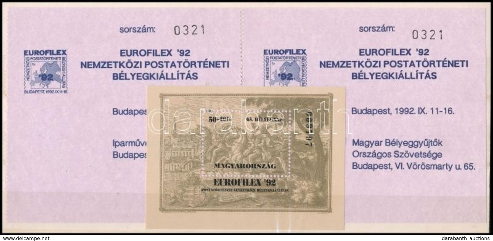 ** 1992 Bélyegnap Blokk Ajándék Változata Kiállítási Belépővel - Other & Unclassified