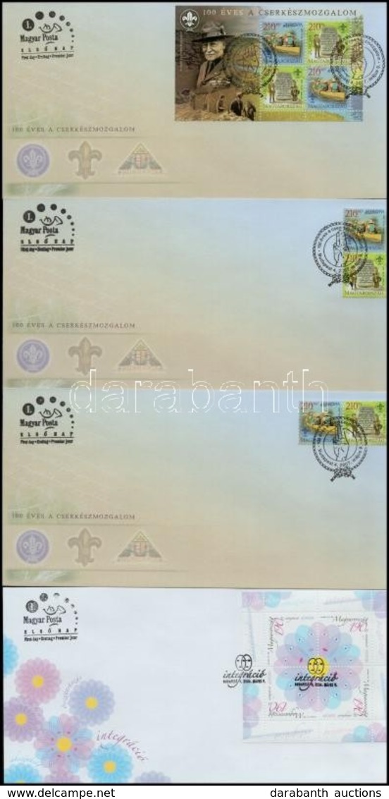 2006 Europa CEPT Integráció Fordított Pár és Blokk 2 Db FDC-n + 2007 Europa CEPT Cserkészmozgalom 2 Klf állású Pár és 1  - Other & Unclassified