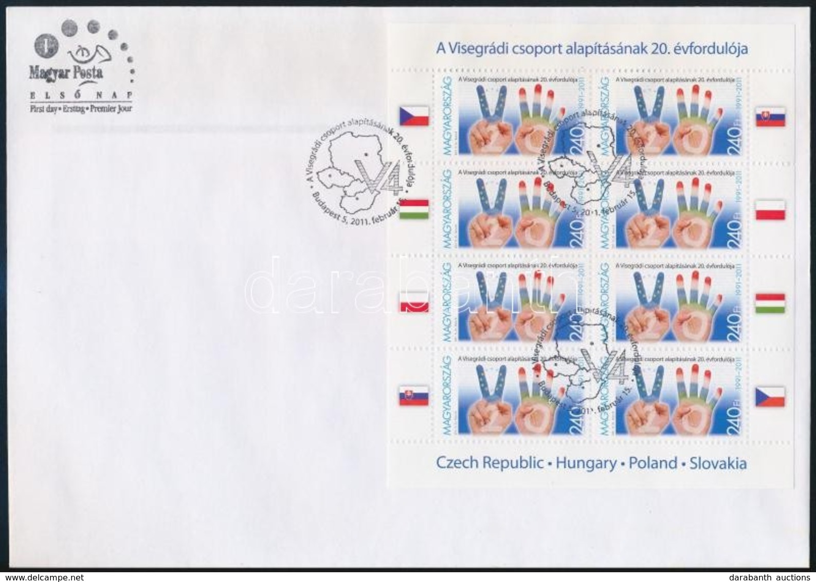 2011 Visegrádi Csoport Kisív FDC-n (Névérték 1.920) - Otros & Sin Clasificación