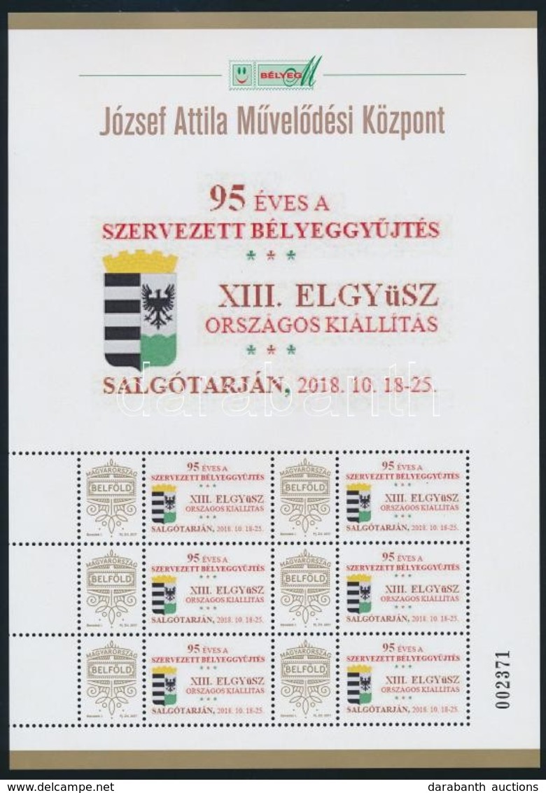 ** 2018 Salgótarjánban 95 éves A Szervezett Bélyeggyűjtés, Az ELGYÜSZ XIII. Országos Kiállítása Emlékív Díszes Csomagolá - Other & Unclassified