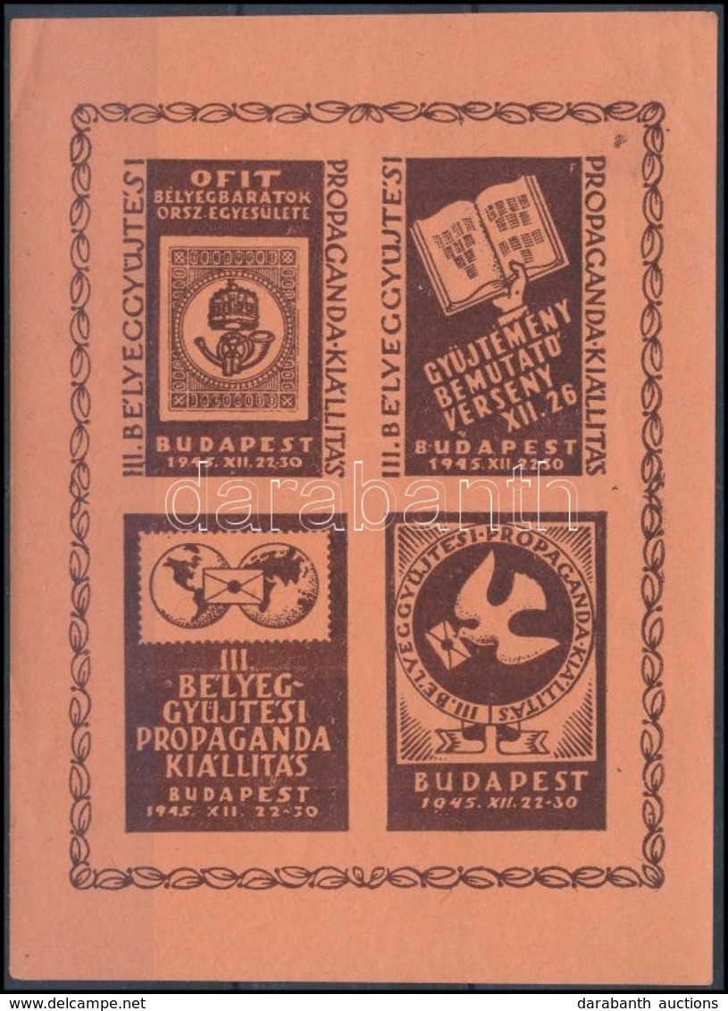 ** 1945/1 Bélyeggyűjtési Propaganda Kiállítás 3 Db Klf Színű Emlékkisív (12.000) - Other & Unclassified