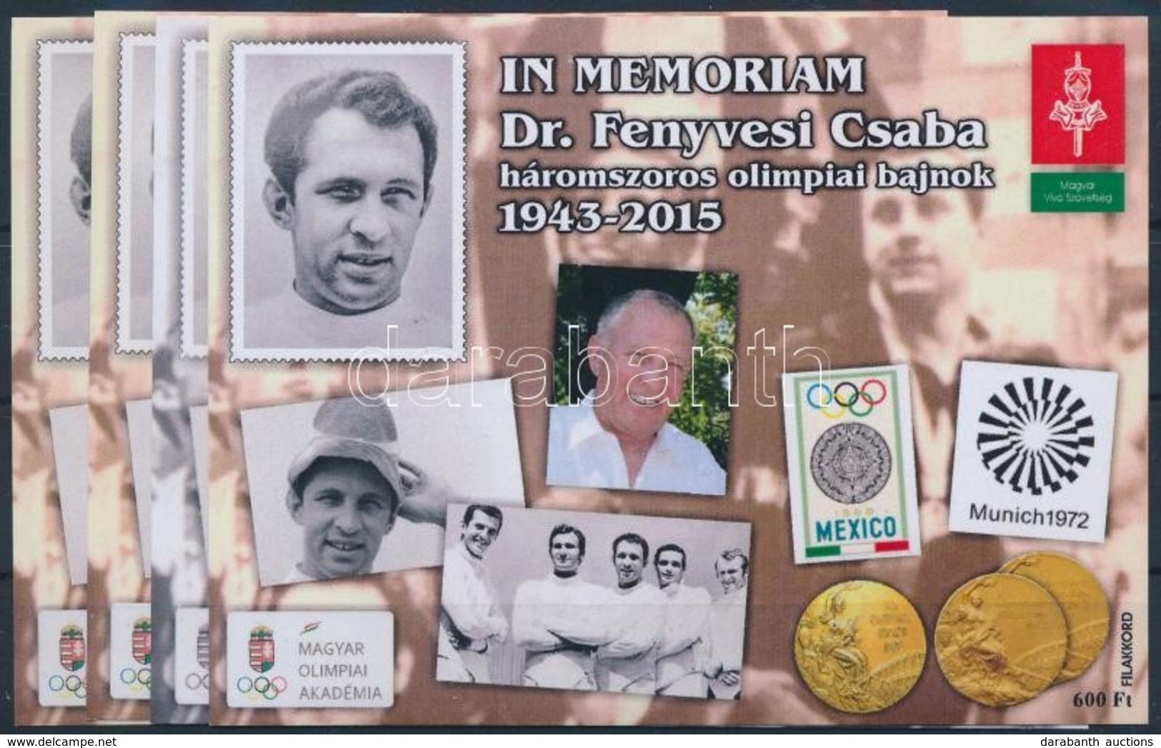 ** 2015 In Memoriam Dr Fenyvesi Csaba 4 Db-os Emlékív Garnitúra Azonos (019) Sorszámmal (18.500) - Other & Unclassified