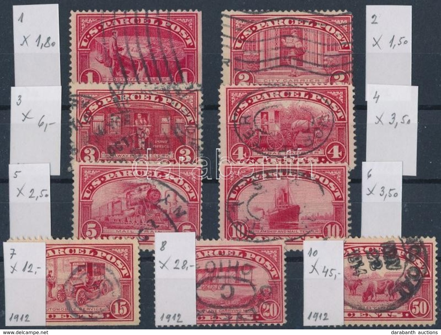 O 1912 9 Db Csomagposta Mi 1-8 + Mi 10 (Mi EUR 103,80) - Sonstige & Ohne Zuordnung