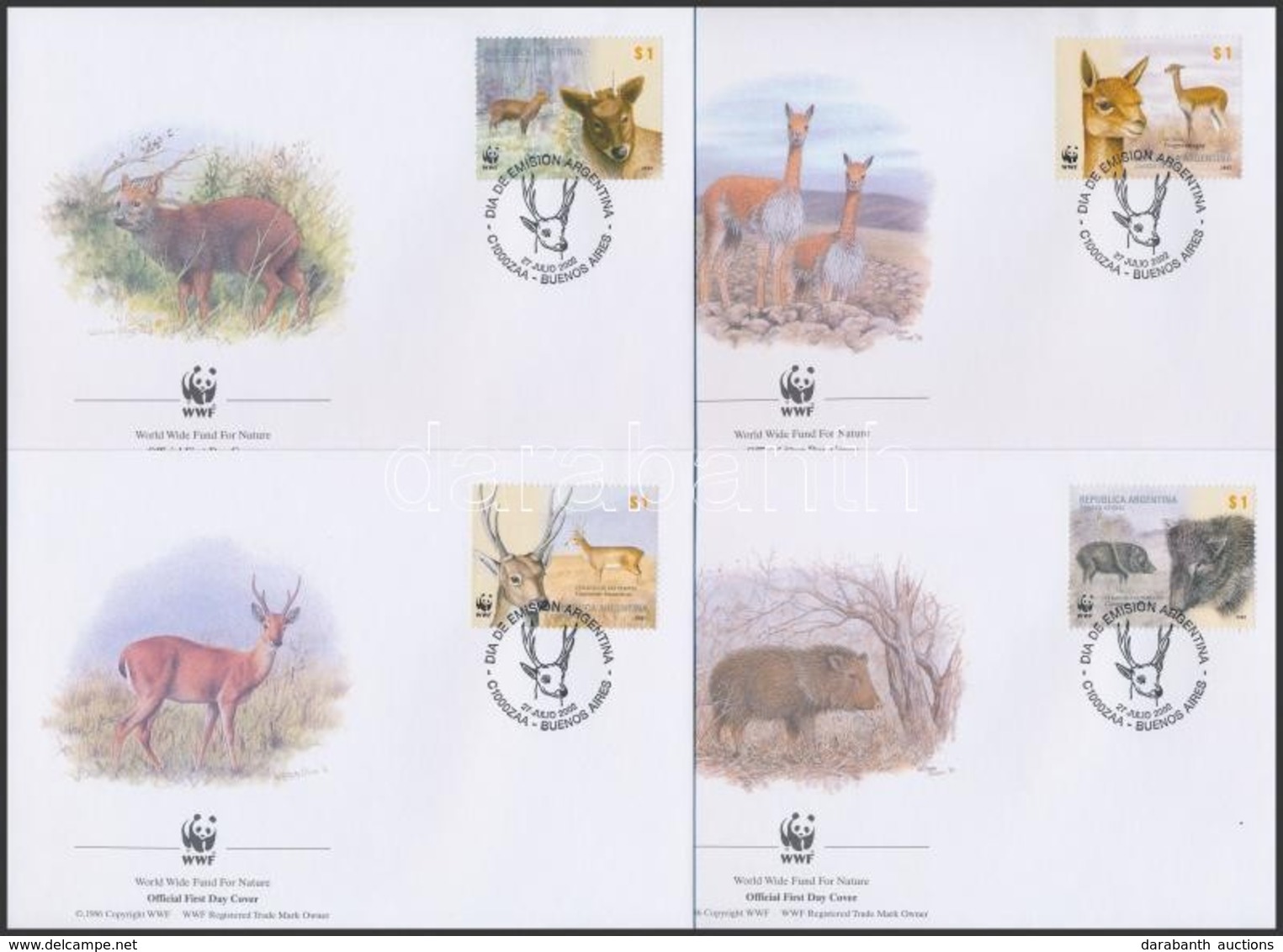 2002 WWF: Honos Emlősállatok Sor 4 Db FDC-n Mi 2749-2752 - Otros & Sin Clasificación