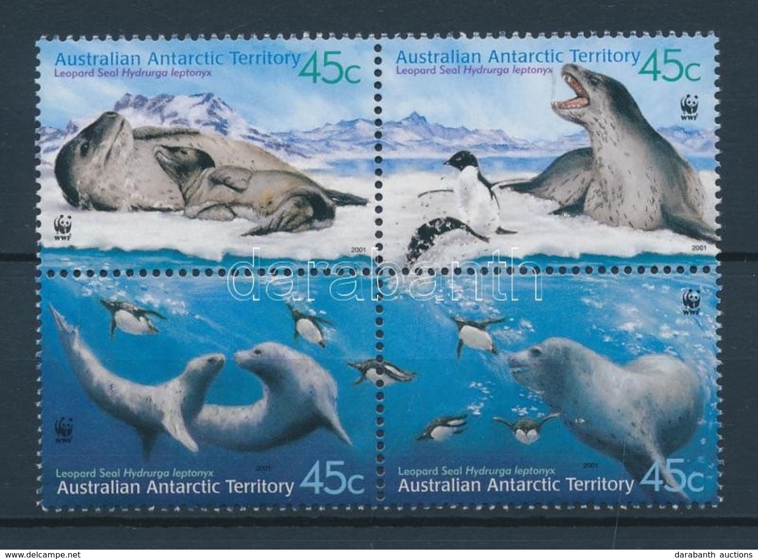 ** 2001 WWF Leopárdfóka Négyestömb Mi 145-148 + Sor 4 FDC-n - Autres & Non Classés