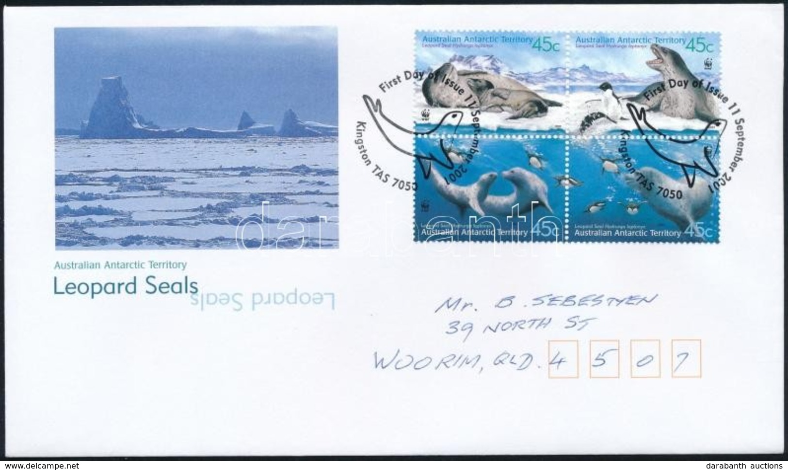 2001 WWF: Leopárdfóka Négyestömb Mi 145-148 FDC-n - Other & Unclassified