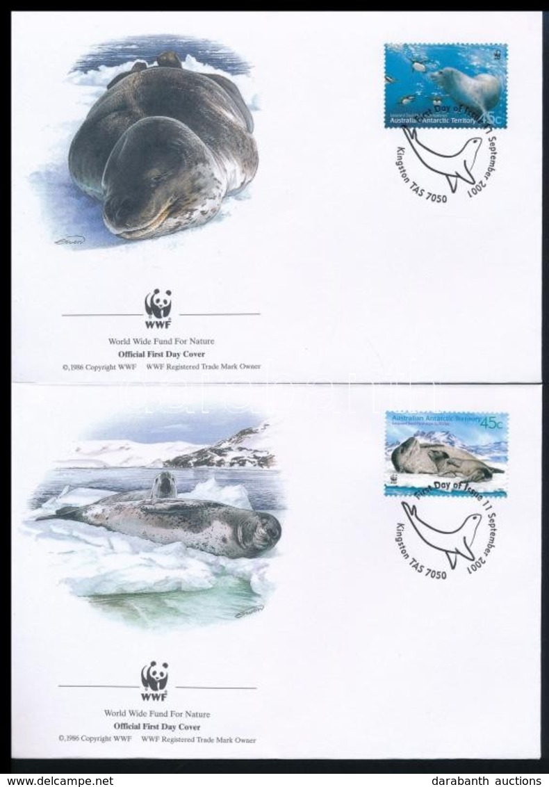 ** 2001 WWF: Leopárdfóka Sor 4 FDC-n + Négyestömb Mi 145-148 - Other & Unclassified