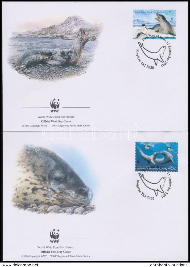 ** 2001 WWF: Leopárdfóka Sor 4 FDC-n + Négyestömb Mi 145-148 - Other & Unclassified