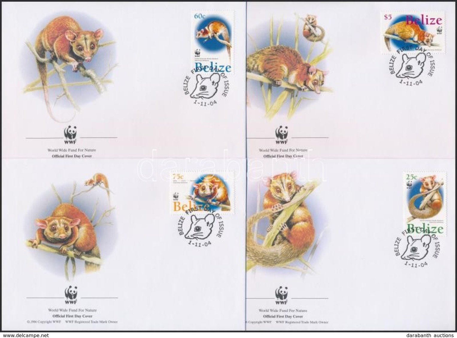 2004 WWF: Oposszum Sor 4 Db FDC-n Mi 1285-1288 - Sonstige & Ohne Zuordnung