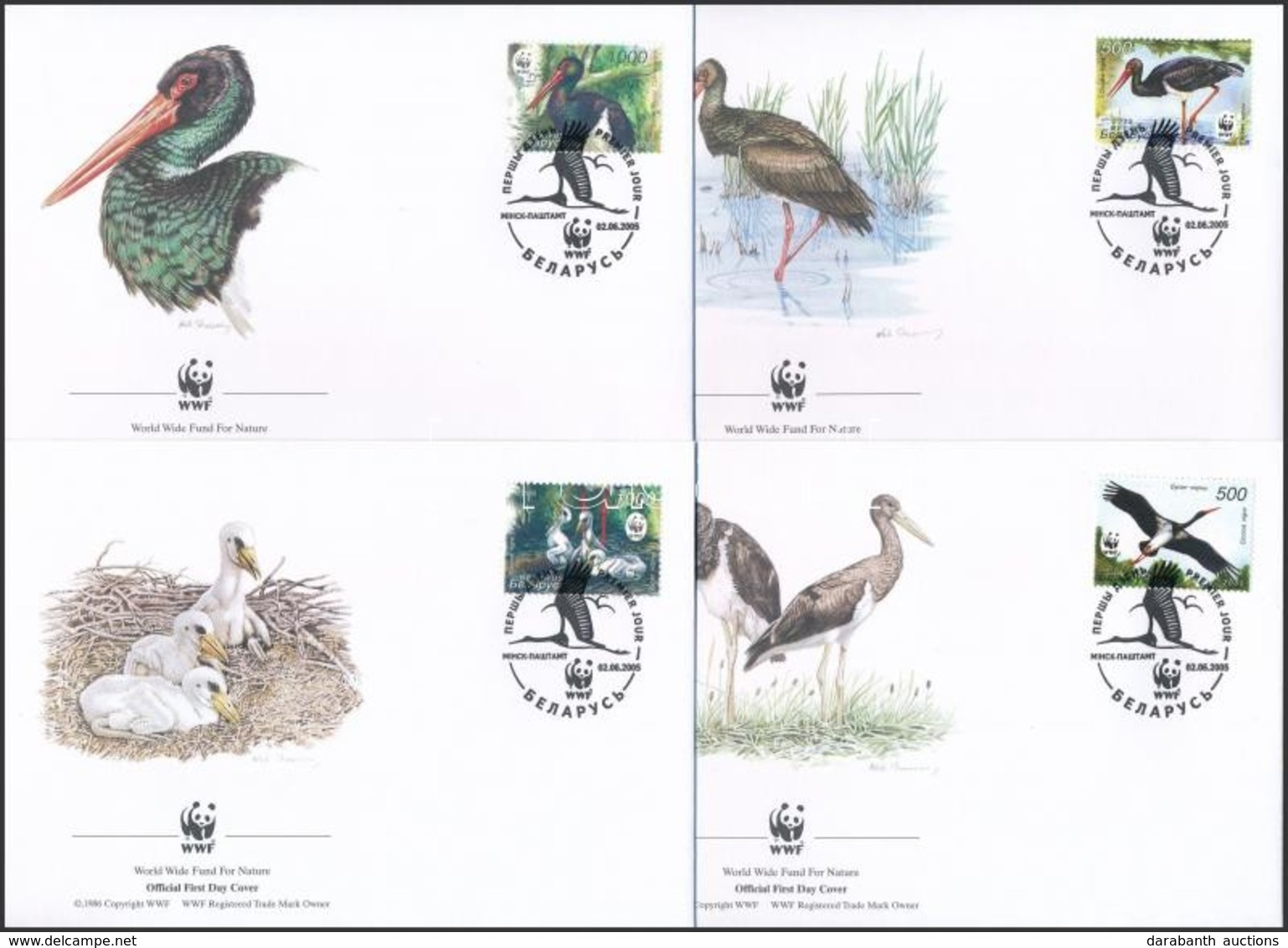 ** 2005 WWF: Fekete Gólya Sor Mi 597-600 + 4 Db FDC-n - Sonstige & Ohne Zuordnung