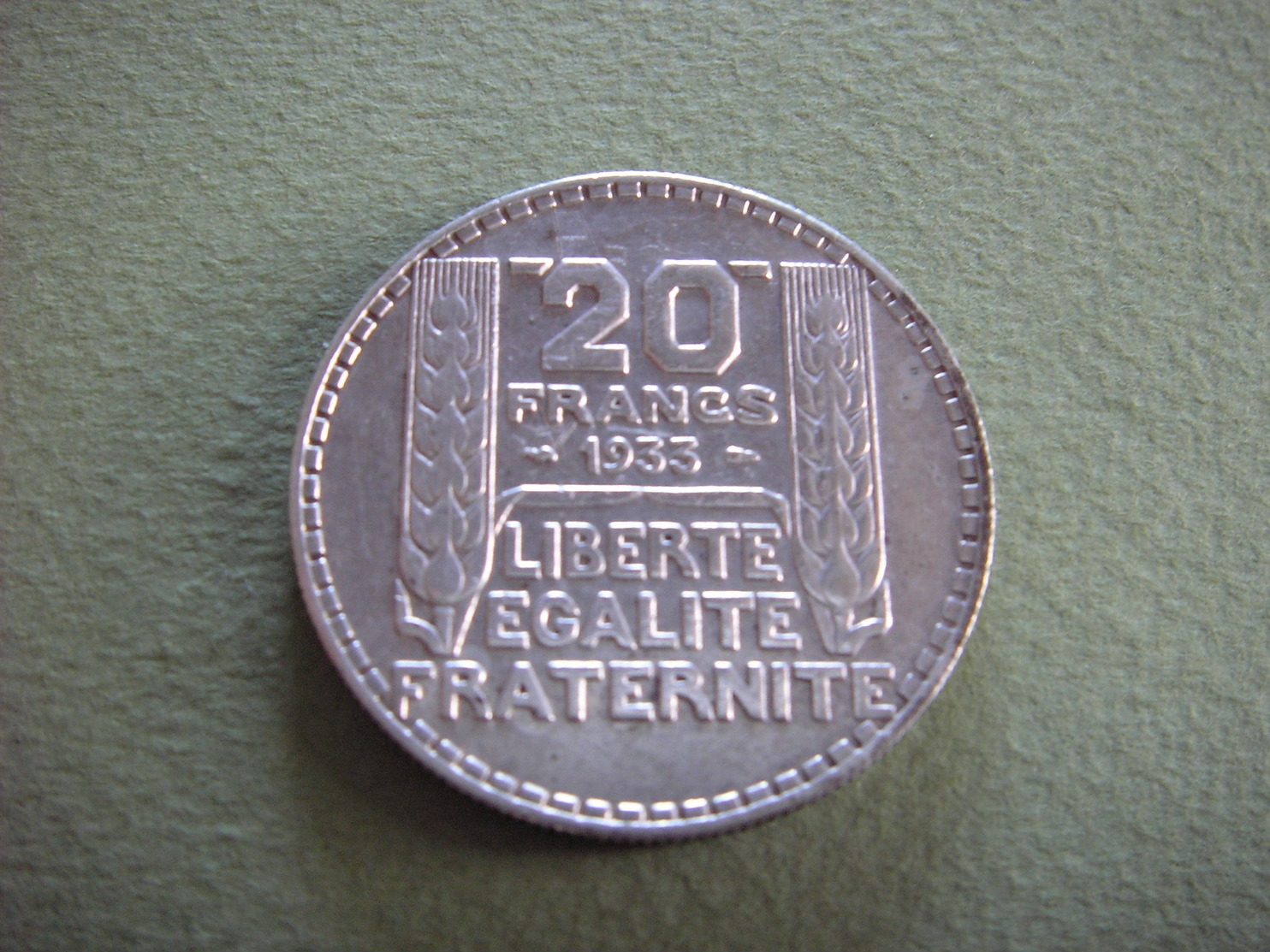 Pièce En Argent De 20 Francs De 1933 (P.Turin) - Other & Unclassified