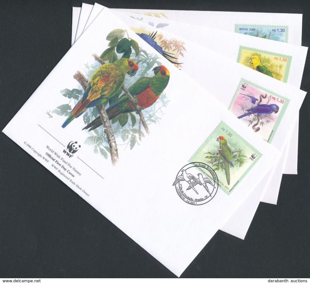 ** 2001 WWF: Papagáj Sor 4 Db FDC-n Mi 3150-3153 - Other & Unclassified