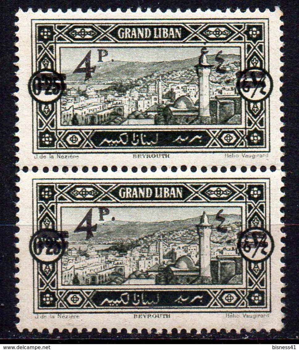 Col41 Grand Liban Variété N° 76 Fa Paire Neuf XX MNH Cote  60,00 Euros - Unused Stamps