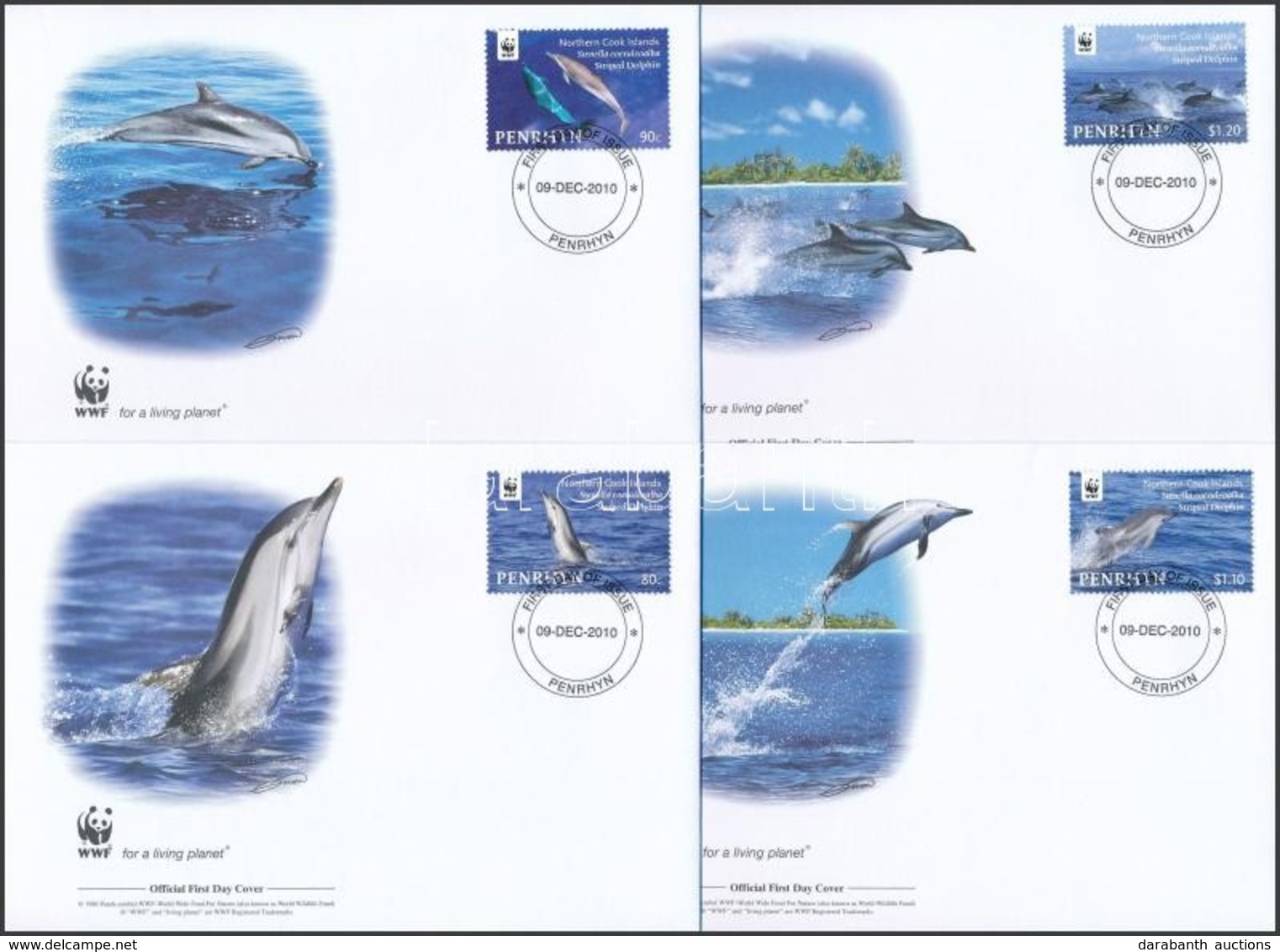 2010 WWF: Delfin Sor 4 Db FDC-n Mi 615-618 - Otros & Sin Clasificación