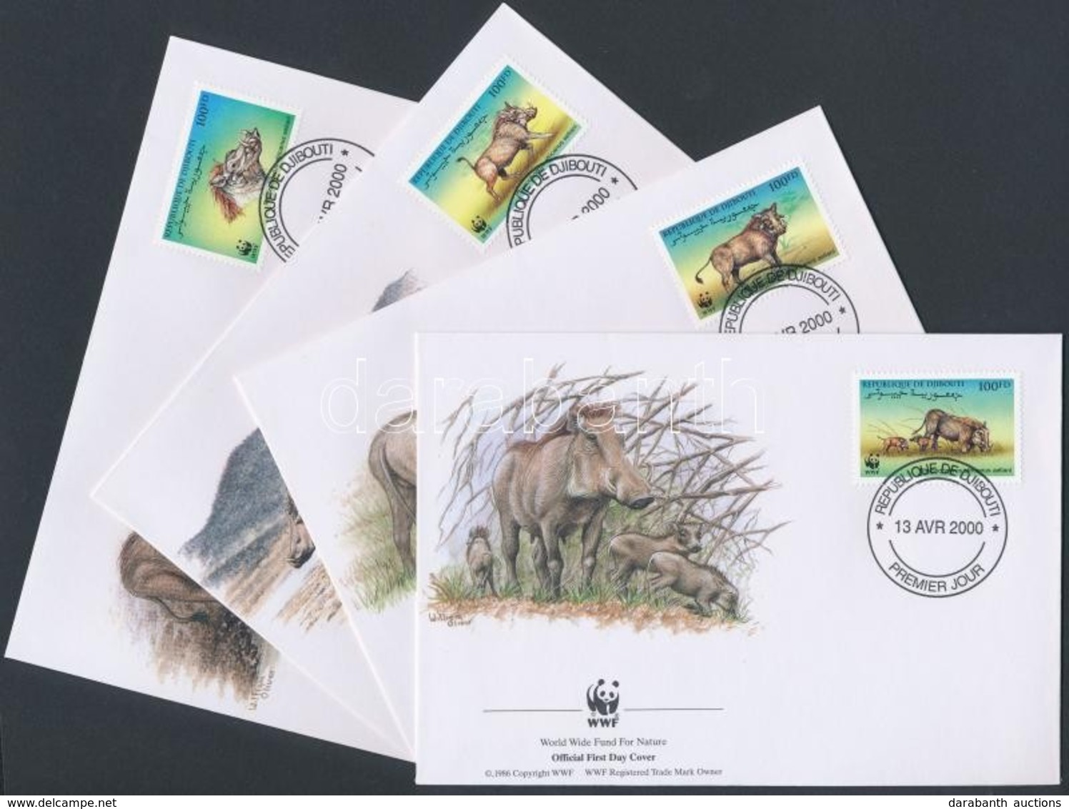 2000 WWF állatok Sor Mi 678-681 4 FDC - Sonstige & Ohne Zuordnung