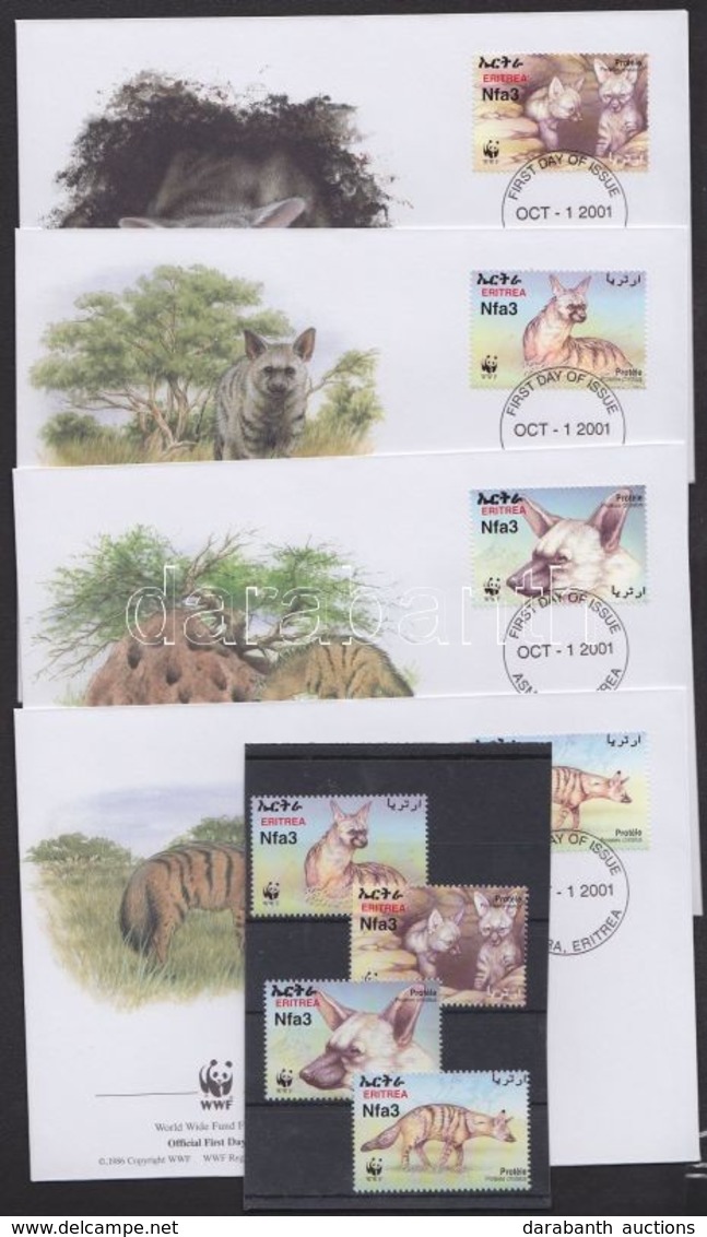 ** 2001 WWF Hiénák Sor Mi 254-257 + A Sor értékei 4 FDC-n - Other & Unclassified