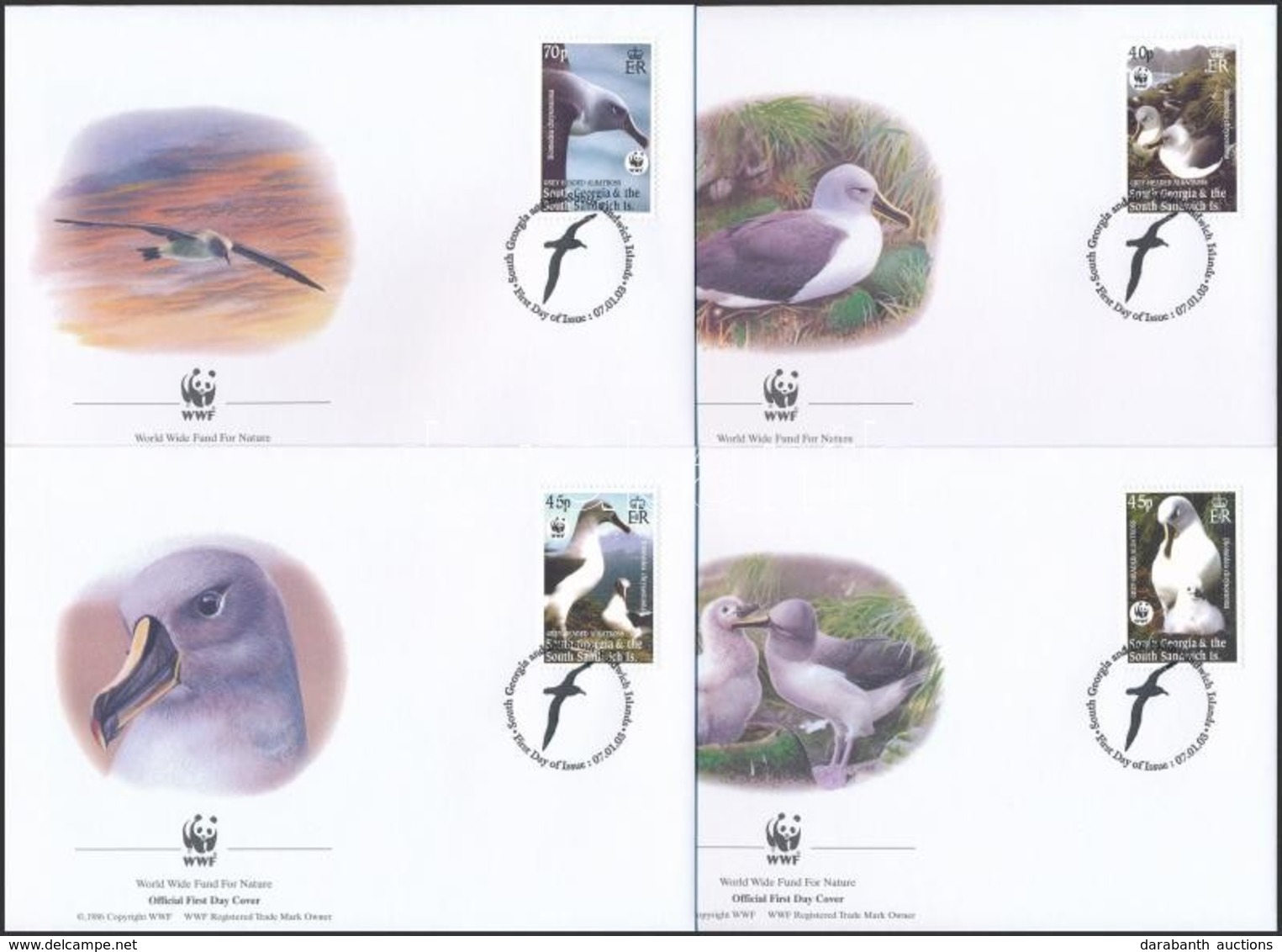 2003 WWF: Szürkefejű Albatrosz Sor Mi 357-360 4 FDC-n - Other & Unclassified