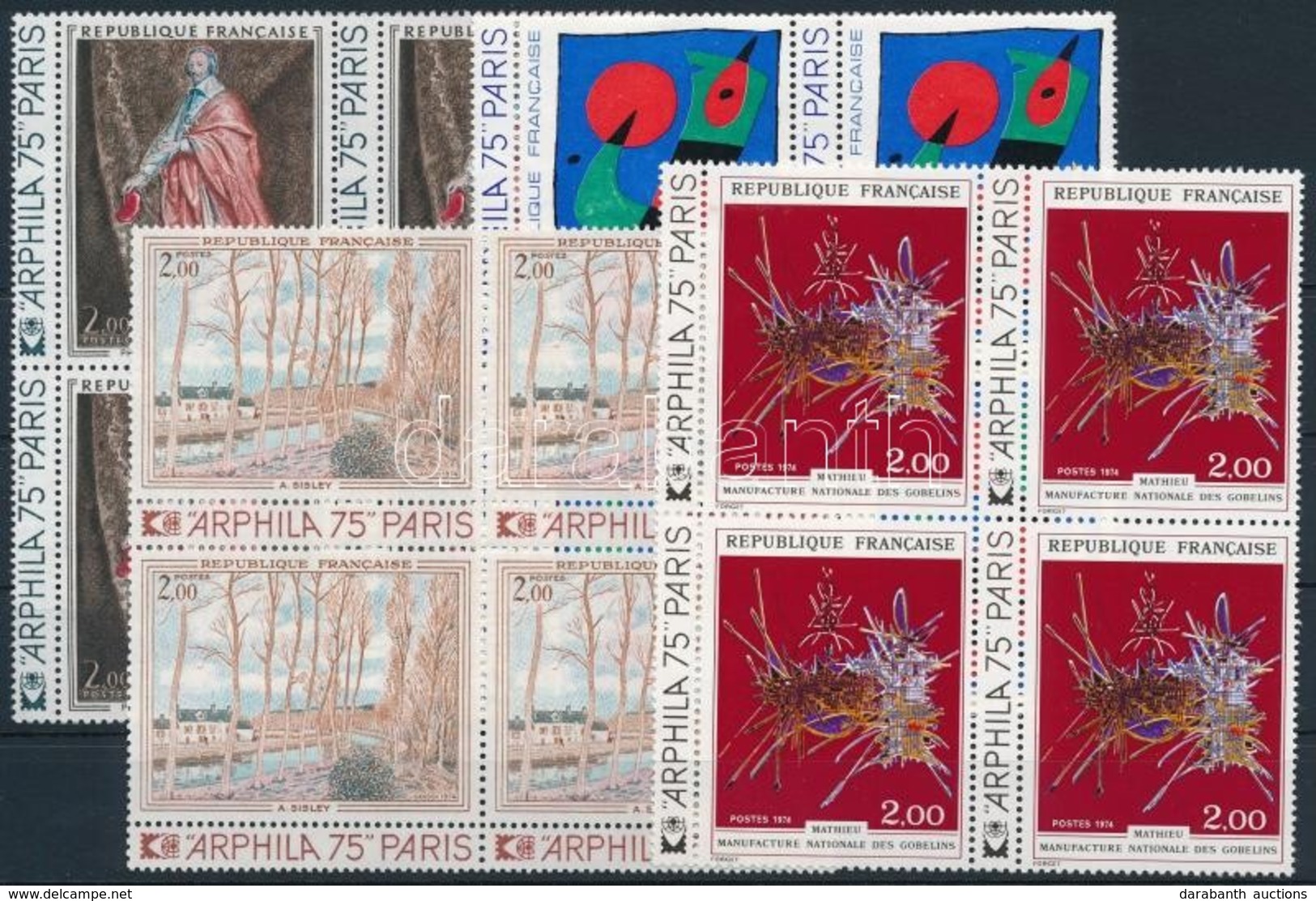 ** 1974 4 Négyestömb (egyiken Betapadás),
4 Blocks Of 4 (1 With Gum Disturbance) - Sonstige & Ohne Zuordnung