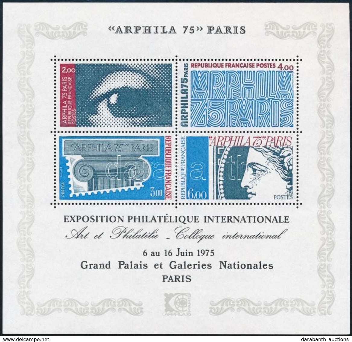 ** 1975 Nemzetközi Bélyegkiállítás ARPHILA '75, Párizs (V). Blokk,
International Stamp Exhibition ARPHILA '75, Paris (V) - Sonstige & Ohne Zuordnung