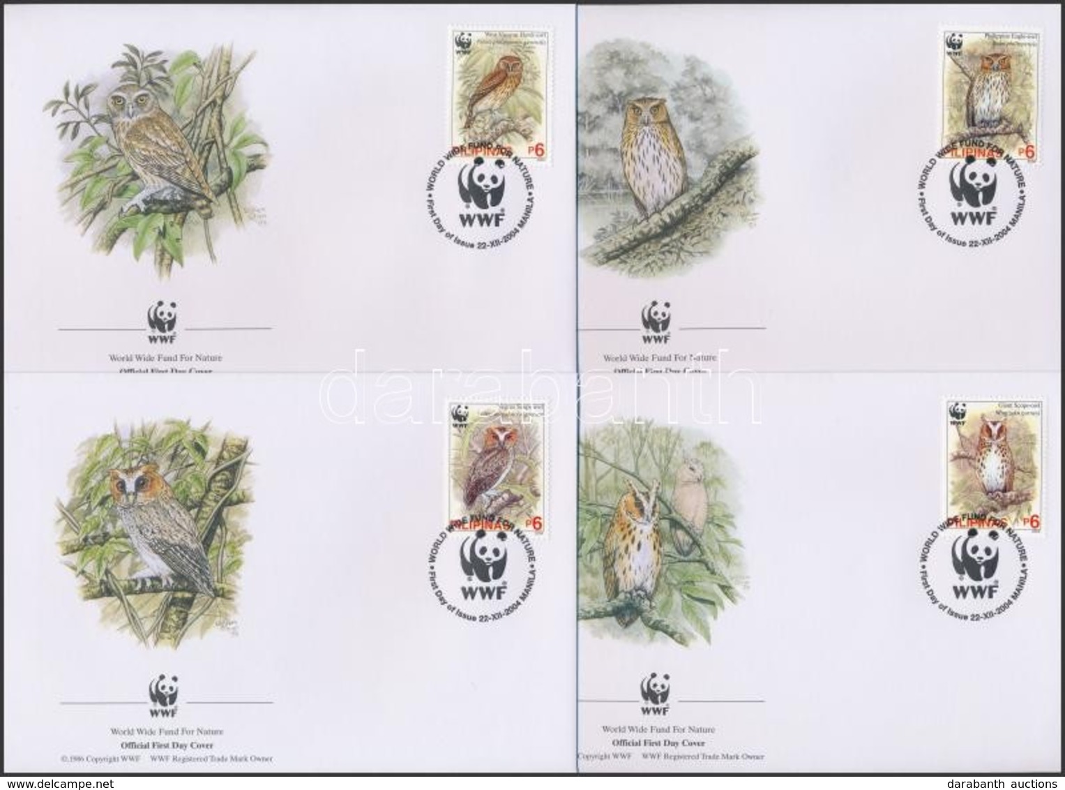 2004 WWF: Baglyok Sor 4 Db FDC-n Mi 3593-3596 - Sonstige & Ohne Zuordnung