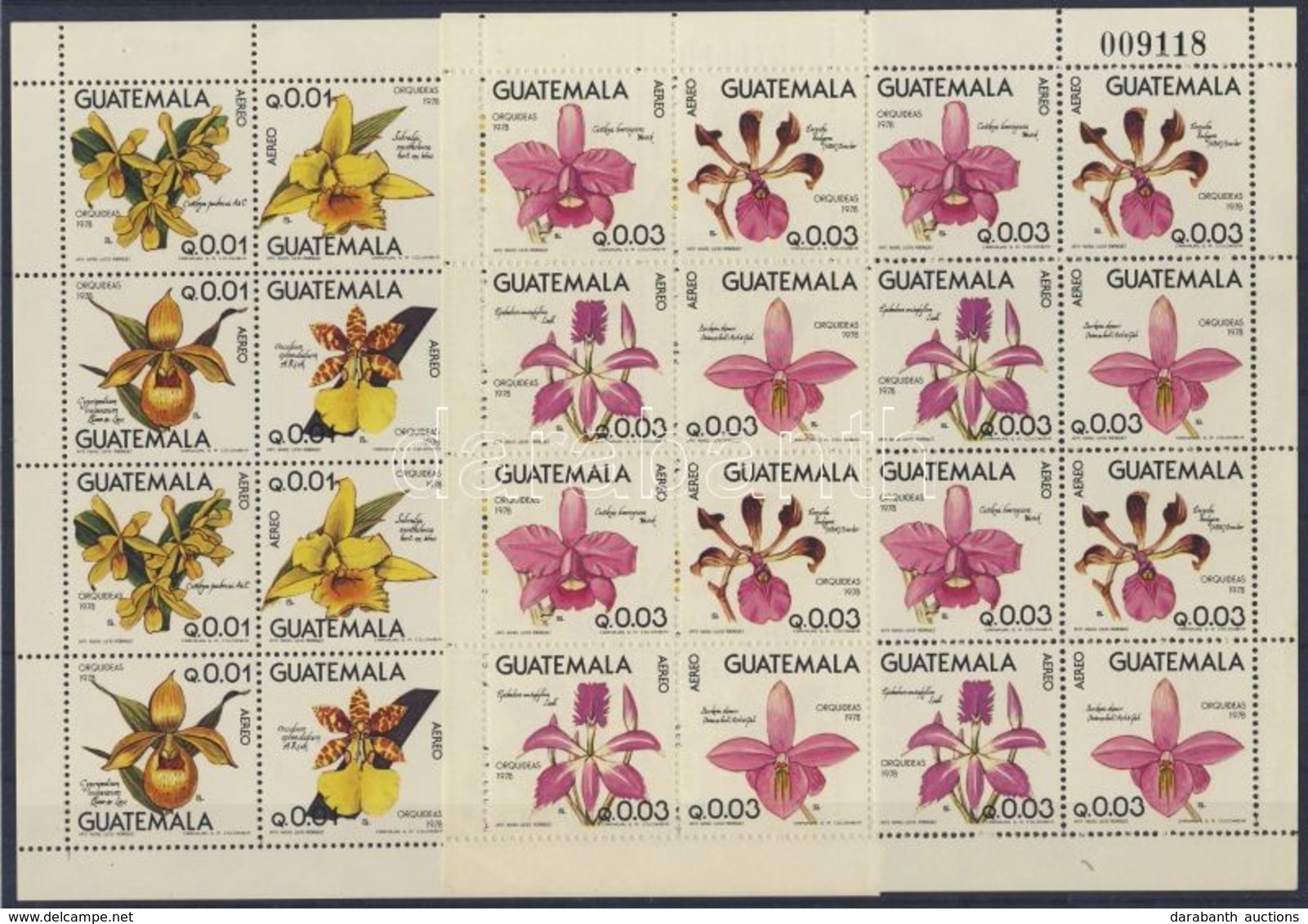 ** 1978 Orchideák 4-4 Négyesblokkot Tartalmazó Hajtott Kisívpár Mi 1101-1108 - Other & Unclassified