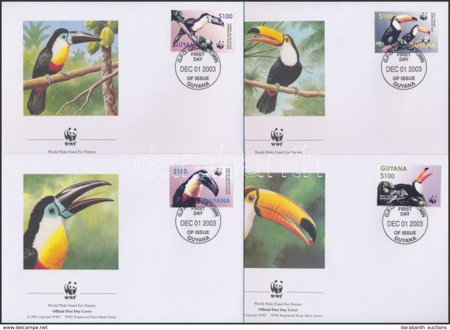 2003 WWF: Tukánok Sor Mi 7626-7629 4 Db FDC-n - Other & Unclassified