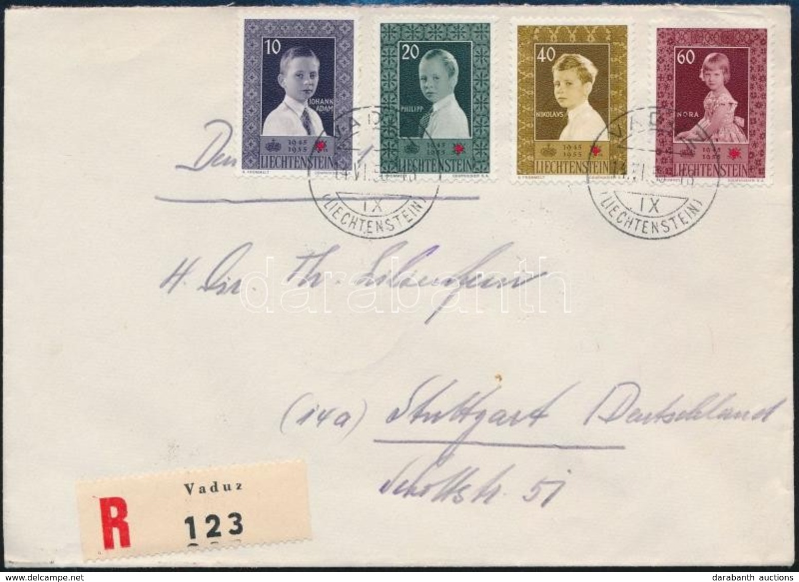 1956 Vöröskereszt Sor Ajánlott Levélen NSZK-ba,
Red Cross Set  On Registered Cover To West Germany
Mi 130-132 - Sonstige & Ohne Zuordnung