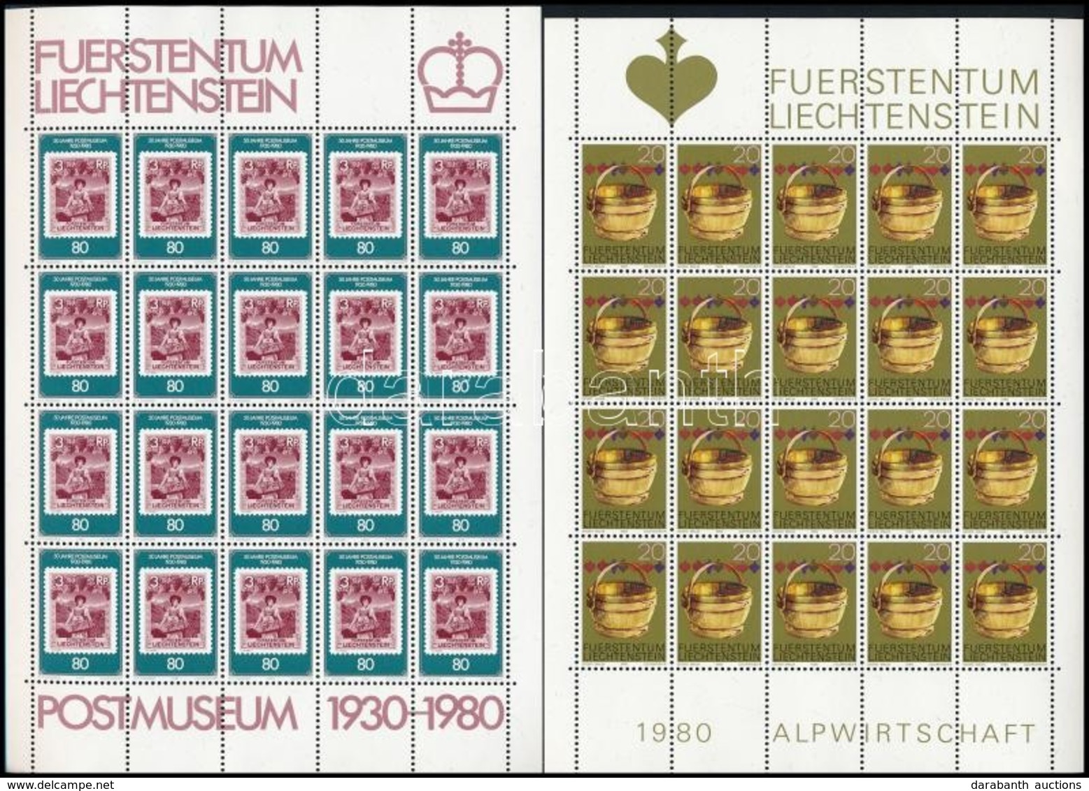 ** 1980 Postamúzeum Mi 750 Kisív +  Mi 747-749 Kisívsor (Mi EUR 82.-) - Autres & Non Classés
