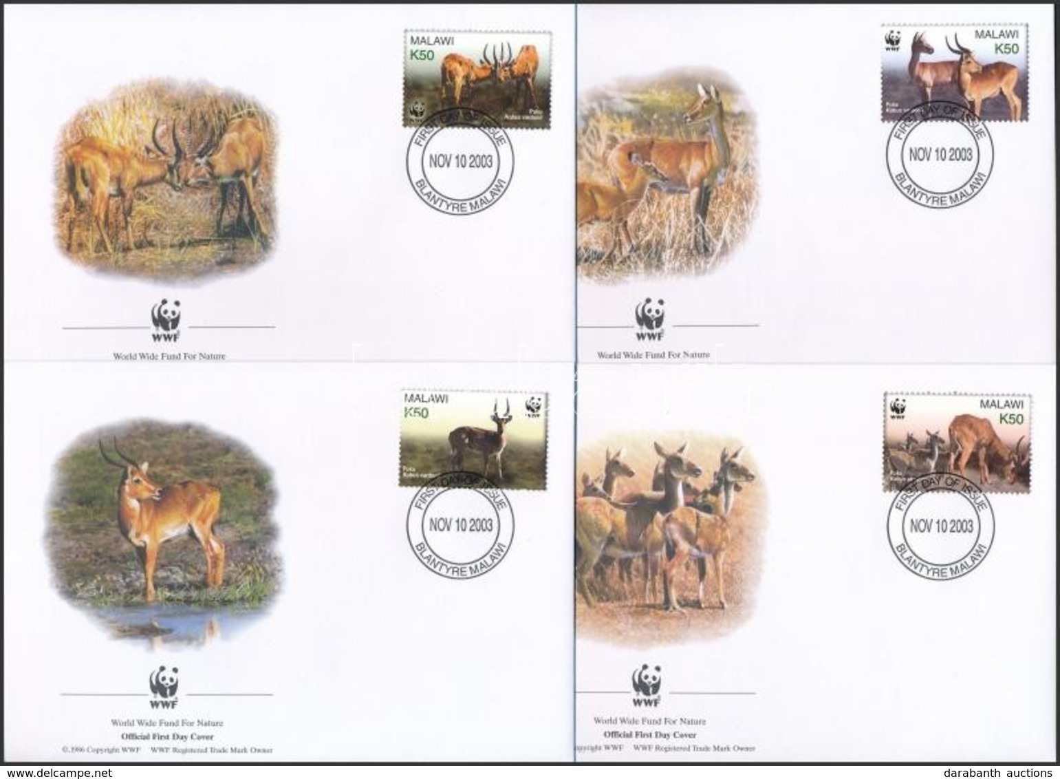 2003 WWF: Puku Mocsári Antilop Sor Mi 721-724 4 Db FDC-n - Other & Unclassified