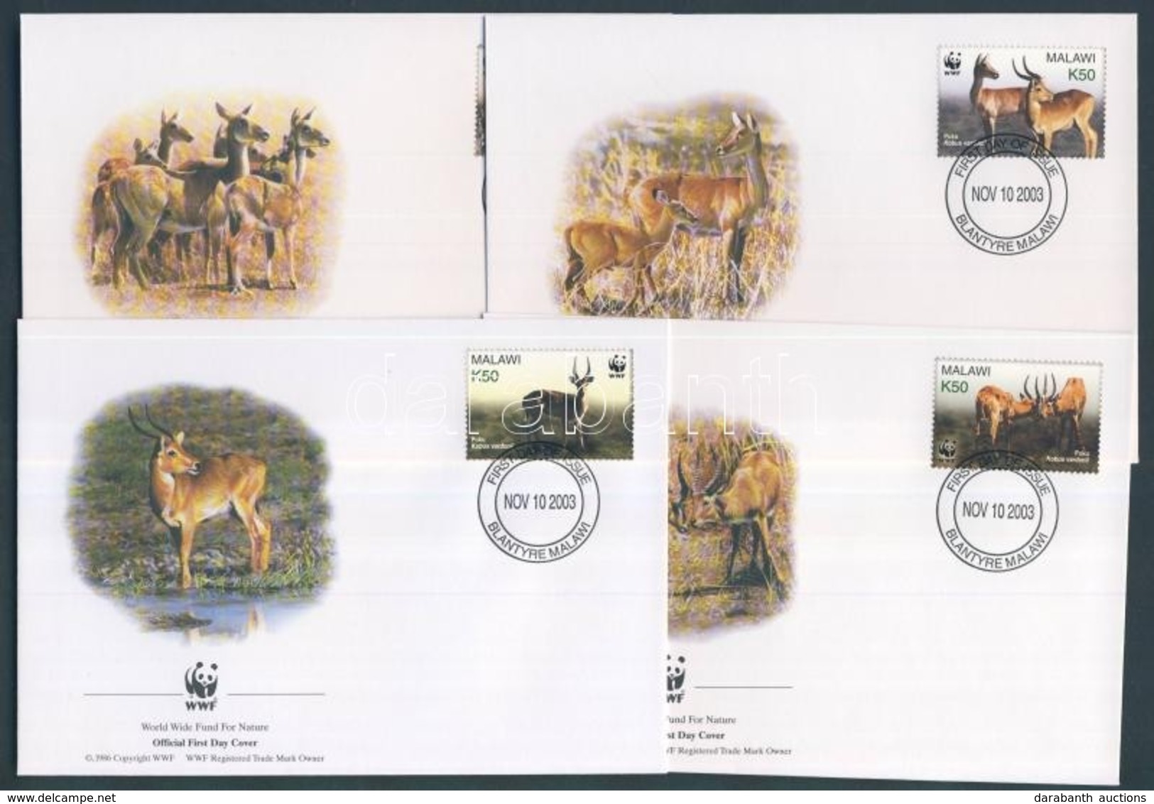 2003 WWF: Puku Mocsáriantilop Sor Mi 721-724 4 Db FDC-n - Sonstige & Ohne Zuordnung