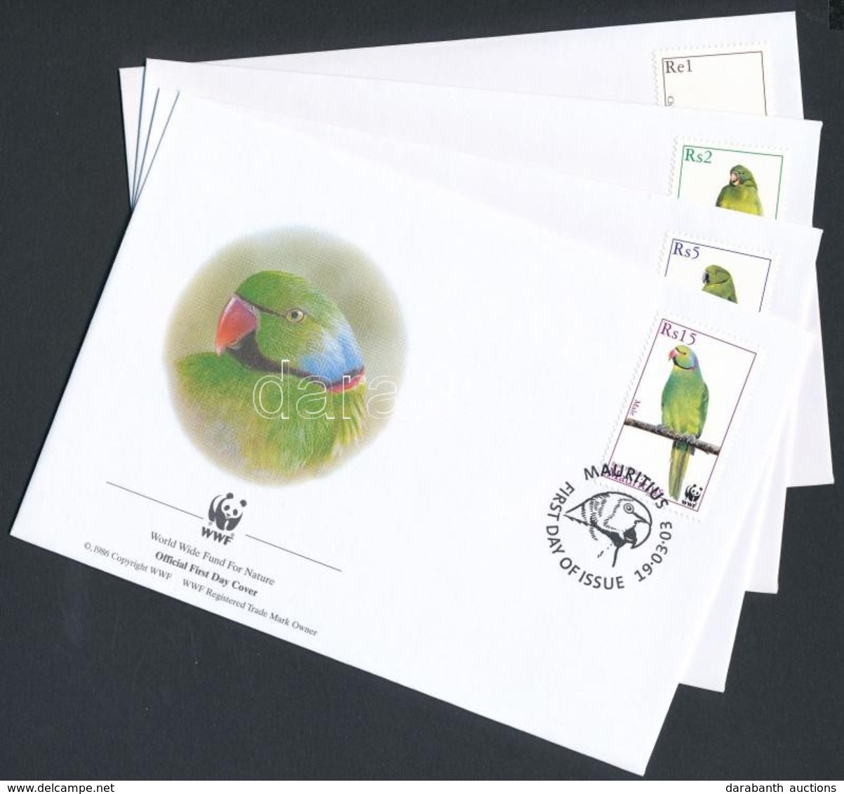 ** 2003 WWF: Mauritius Papagáj Sor Mi 963-966 + Sor 4 Db FDC-n - Otros & Sin Clasificación