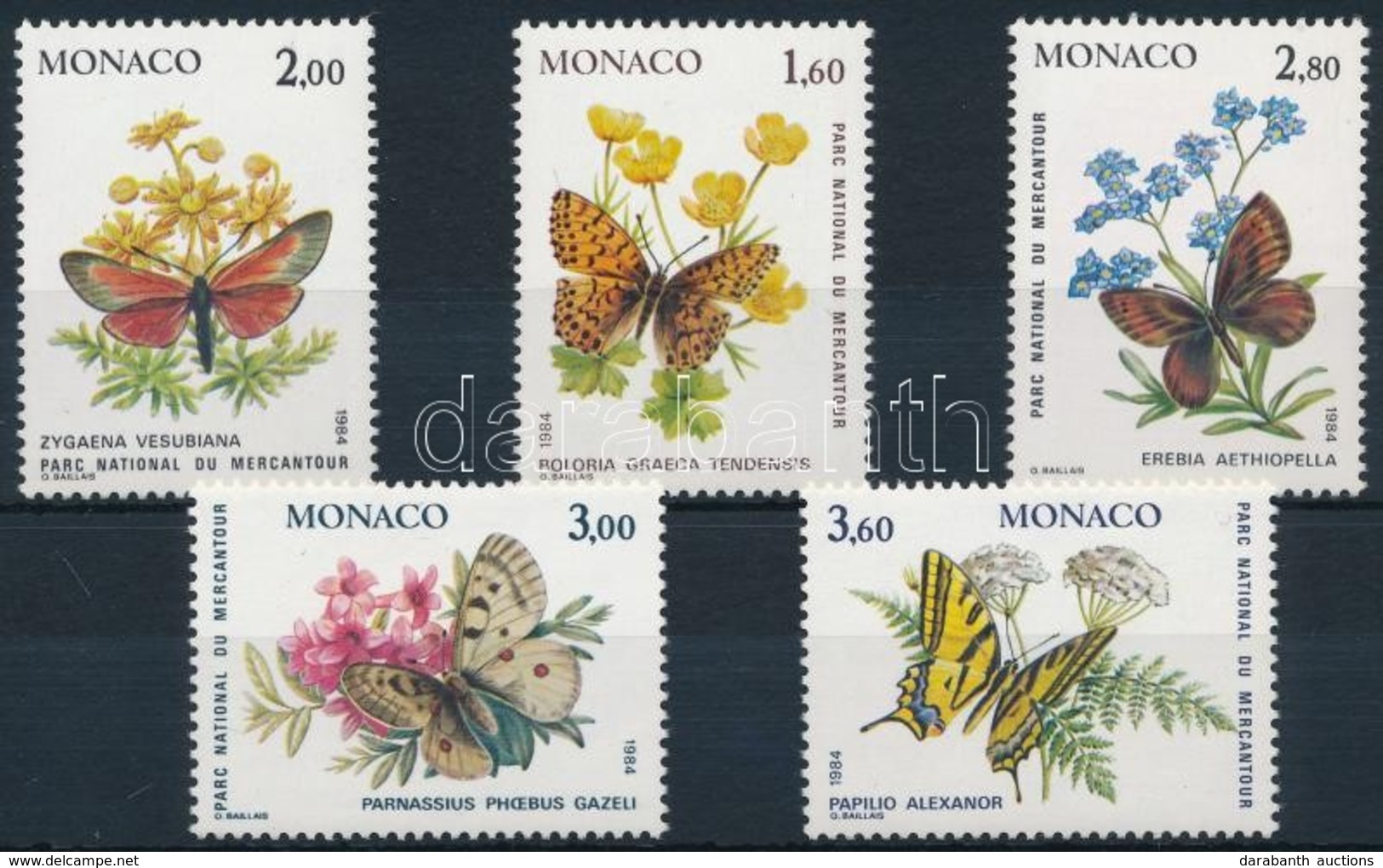 ** 1984 Lepkék Sor,
Butterflies Set
Mi 1624-1628 - Otros & Sin Clasificación