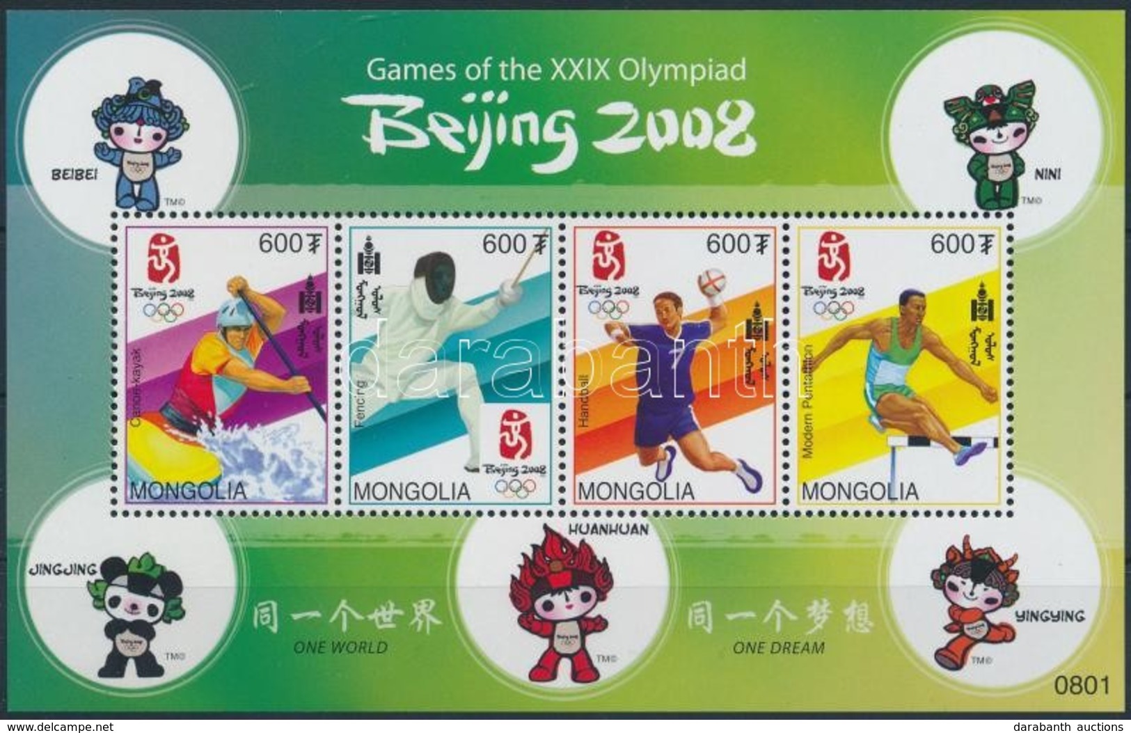 ** 2008 Nyári Olimpia Kisív Mi 3707-3710 - Sonstige & Ohne Zuordnung